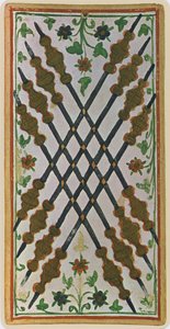 Gli otto di bastoni, facsimile di una carta dei tarocchi dal mazzo 